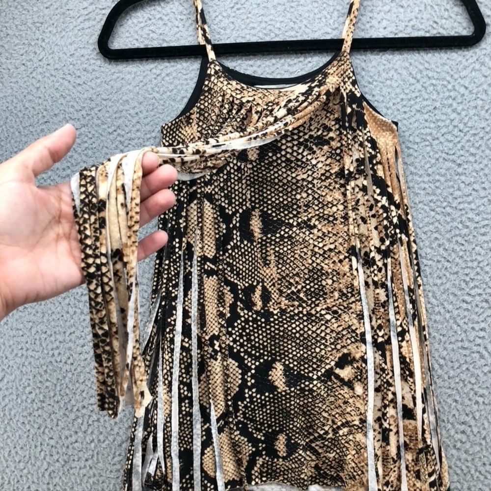 Lois Letzt Les Tout Petits Snake Print Mini Dress Girls 8 Edgy Fringe Party‎ - Picture 5 of 10
